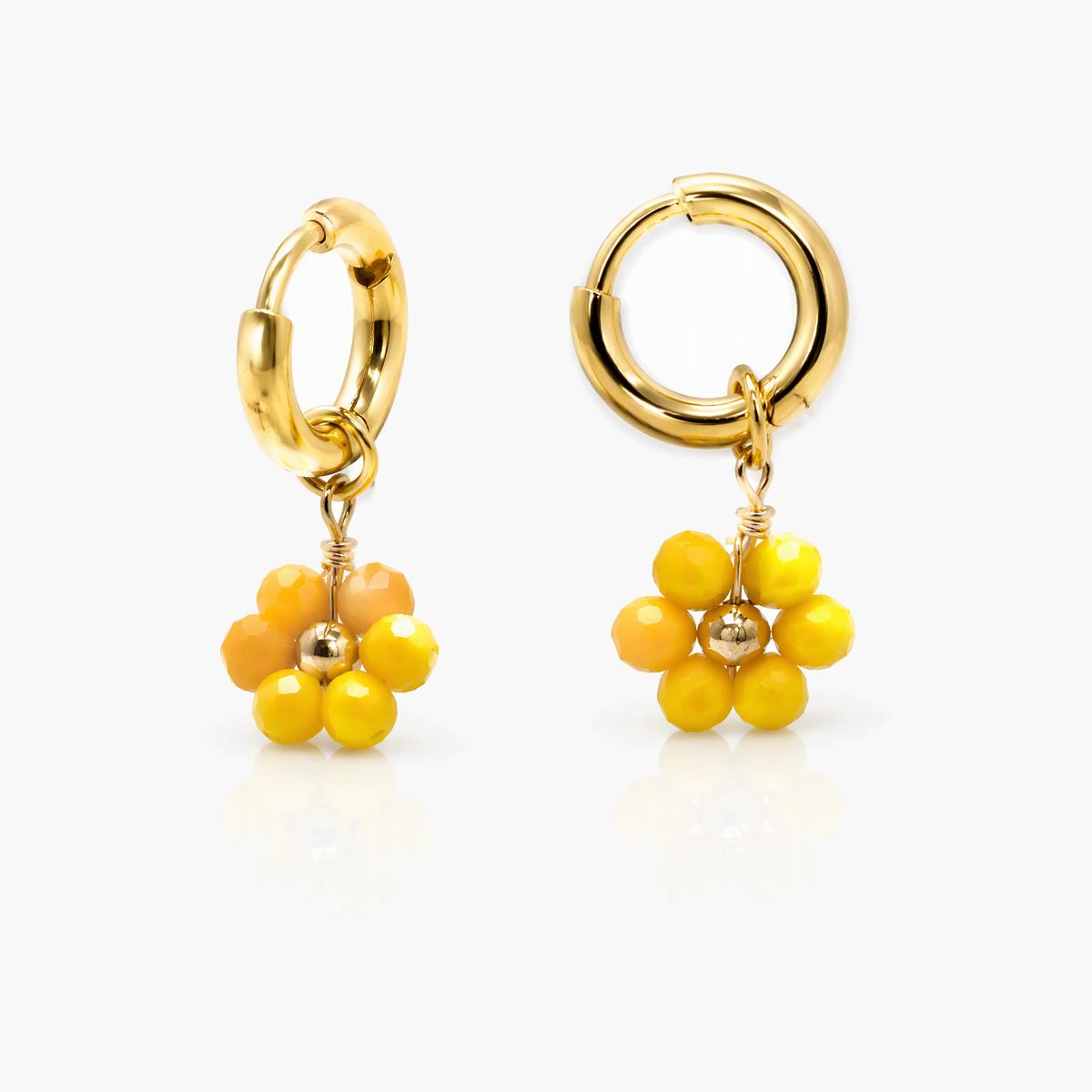 Cute Flower Charm Hoop Earrings