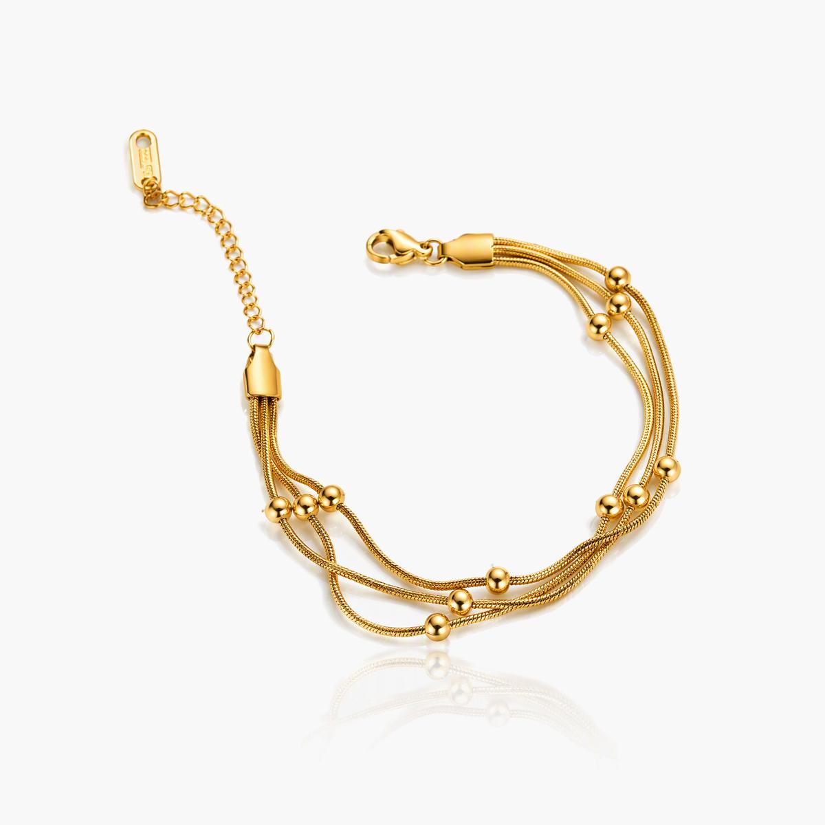 Dainty Snake Chain Bead Bracelet