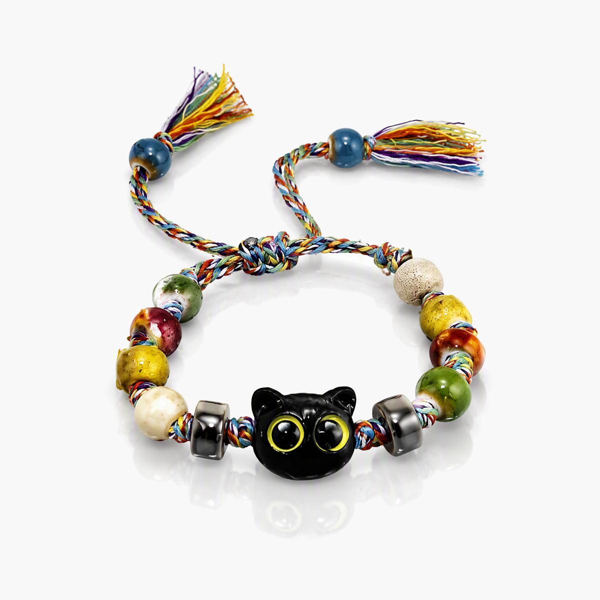 Cute Black Cat Charm Bracelet