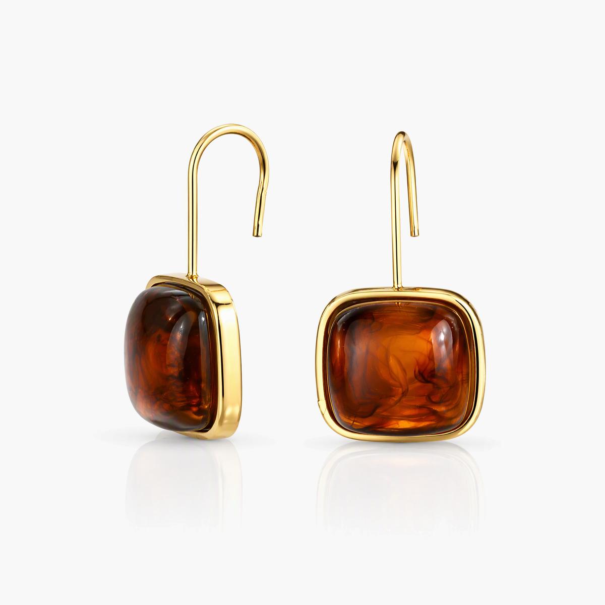 Square Stone Drop Earrings