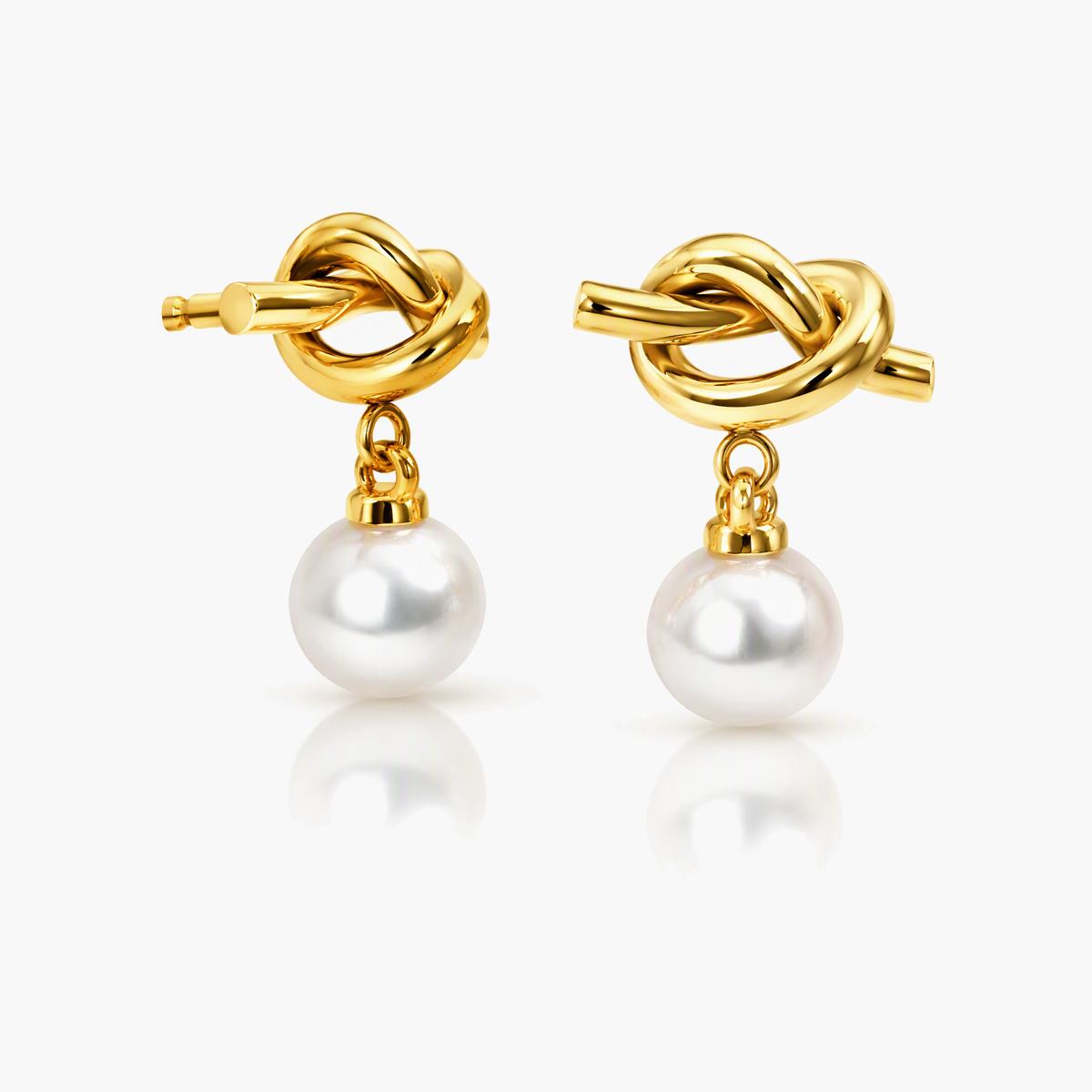 Love Knot Pearl Drop Earrings