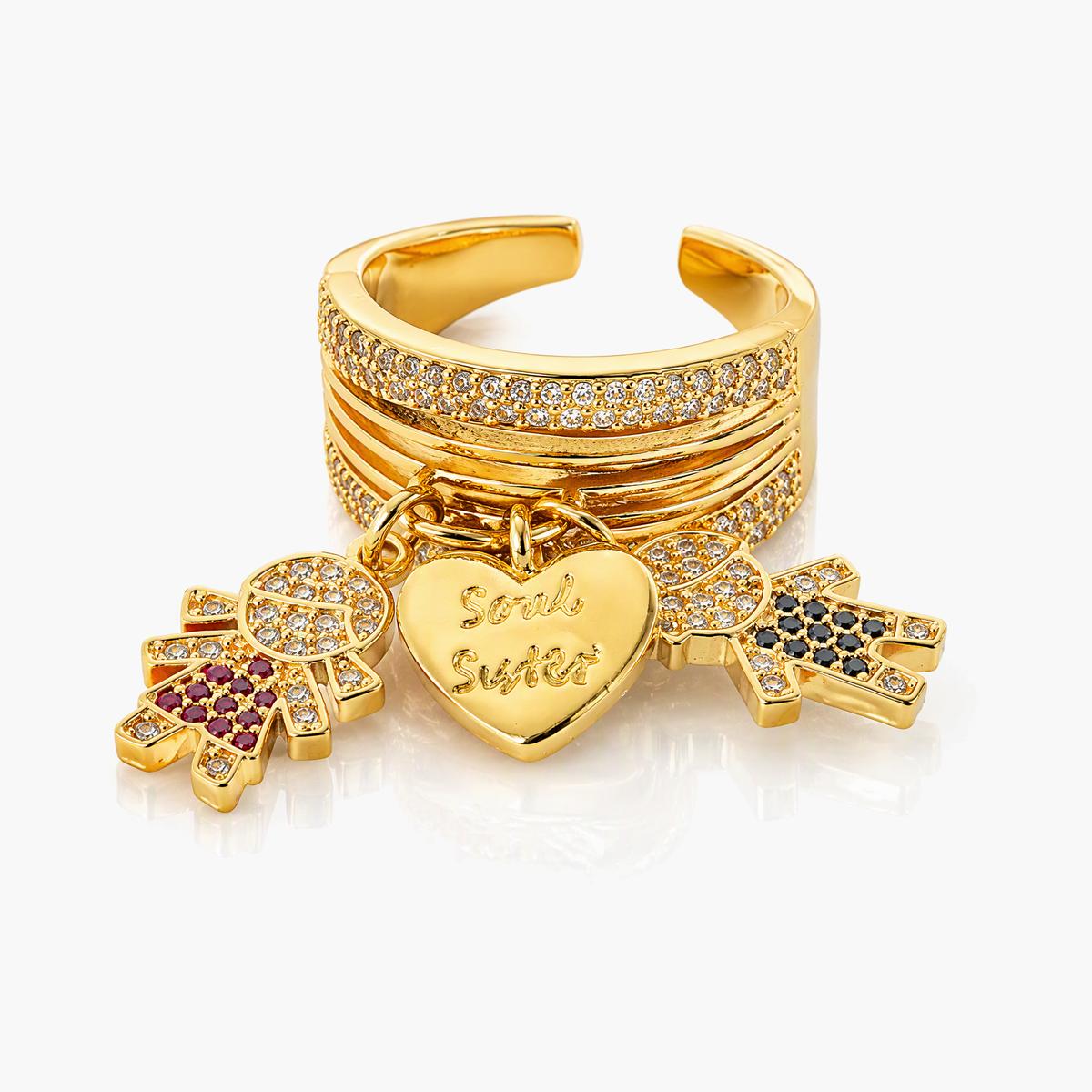Trendy Heart Charm Open Cuff Ring