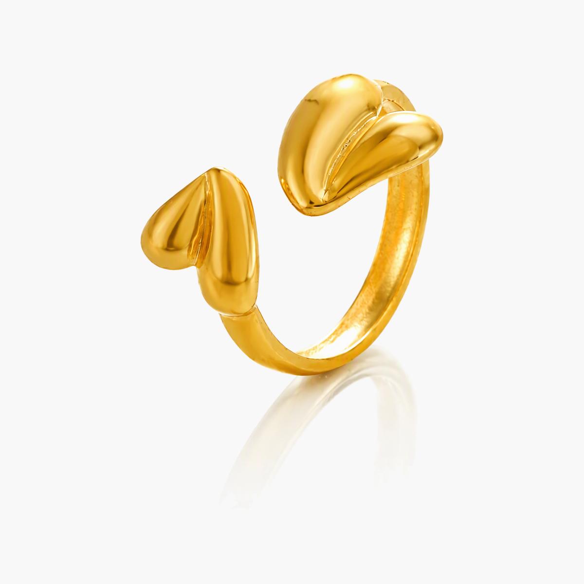 Cute Double Heart Open Ring