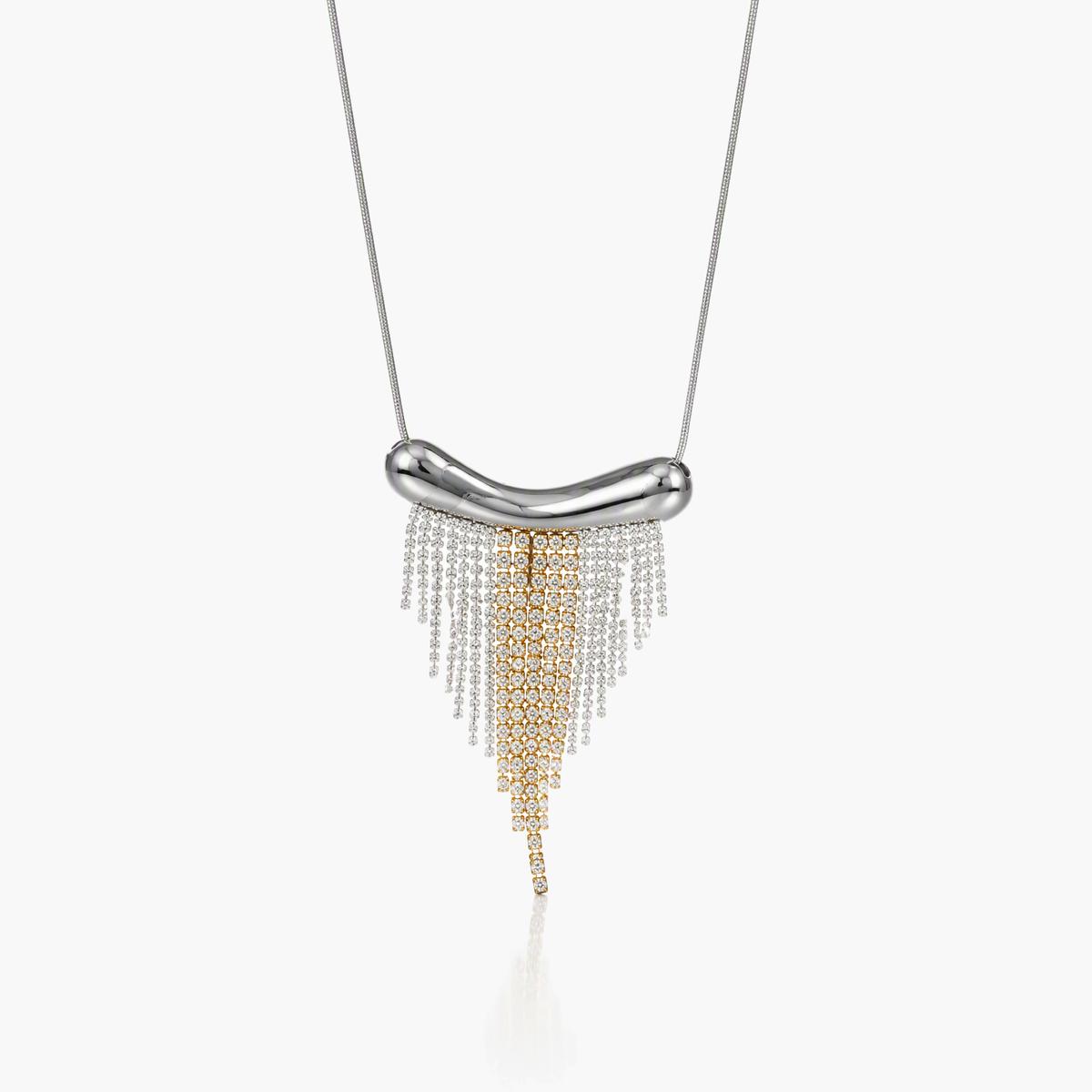Trendy Curved Bar Tassel Necklace