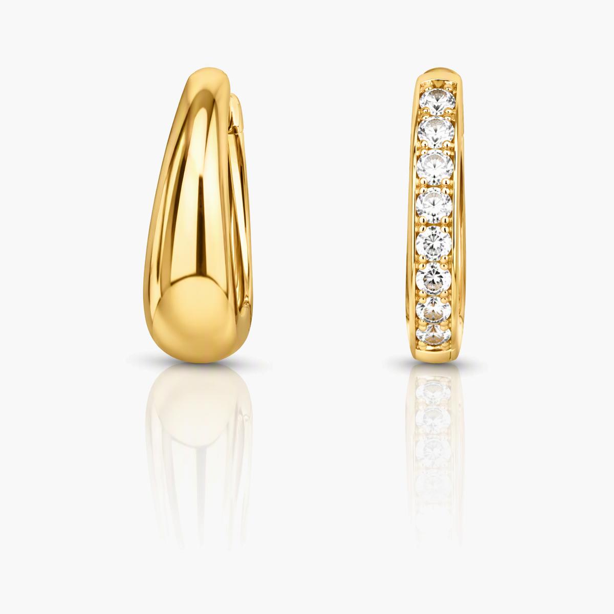 Dainty Paved Stone Huggie Earrings
