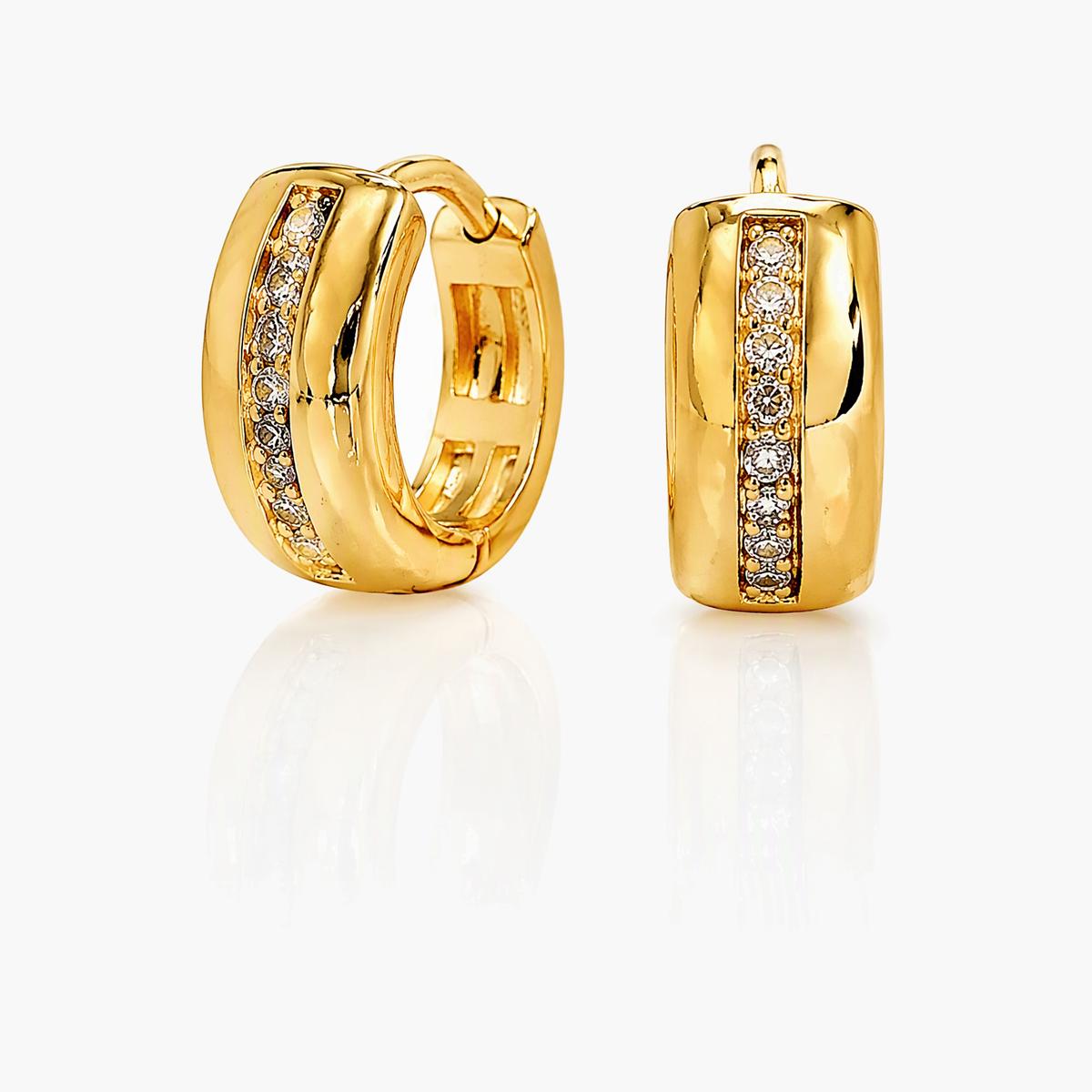 Trendy Paved Huggie Earrings