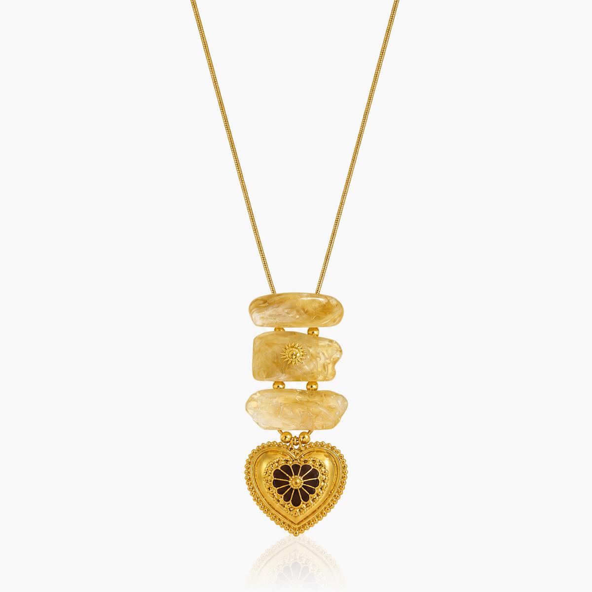 Stacked Stone Heart Pendant Necklace