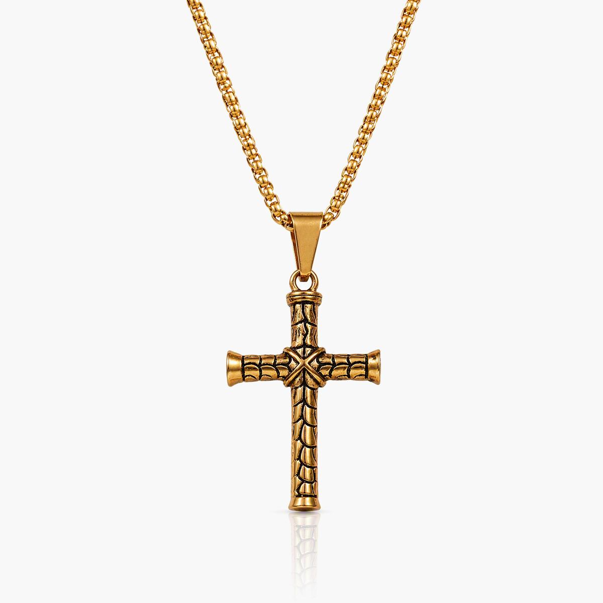 Twisted Sword Cross Pendant Necklace