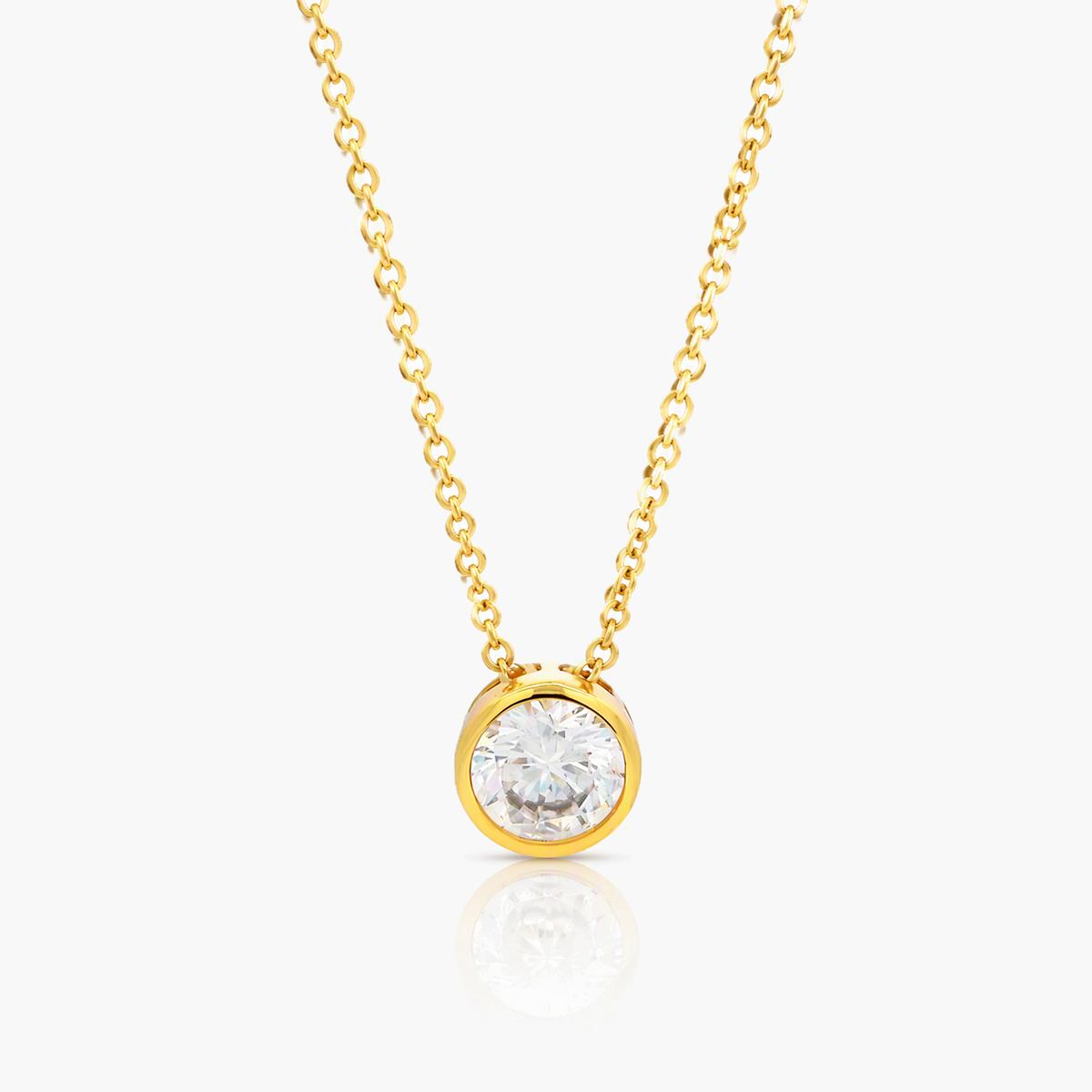 Minimalist Single Stone Pendant Necklace