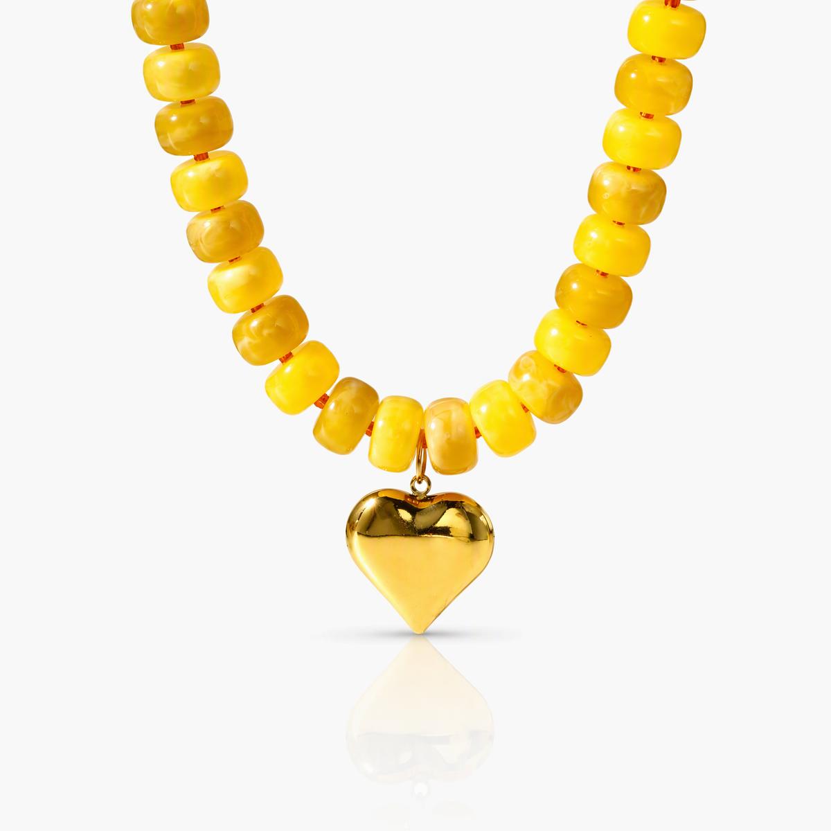 Chunky Beaded Heart Pendant Necklace