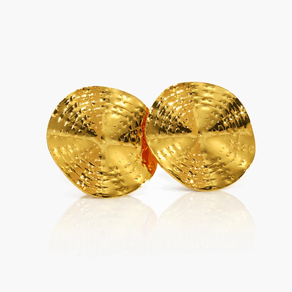 Ribbed Heart Stud Earrings