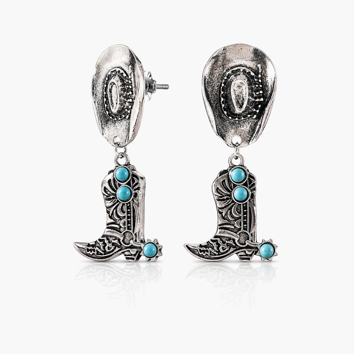 Vintage Cowboy Boot Drop Earrings