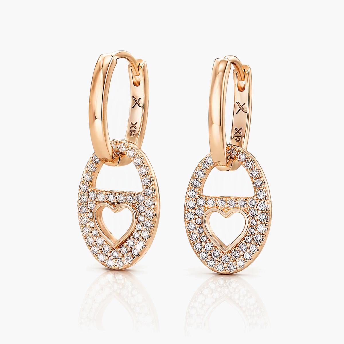 Cute Heart Padlock Huggie Earrings