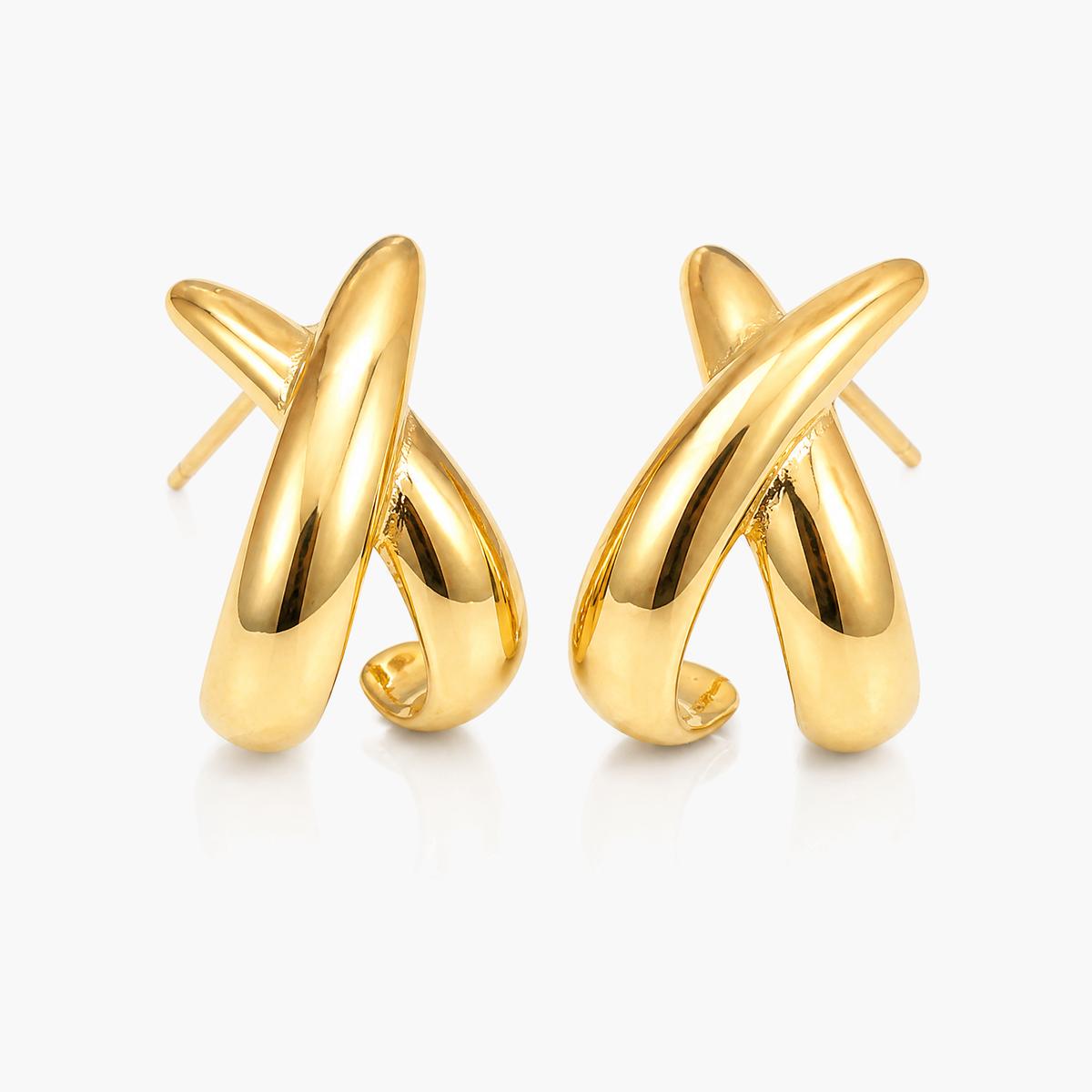 Minimalist Twisted Cross Stud Earrings