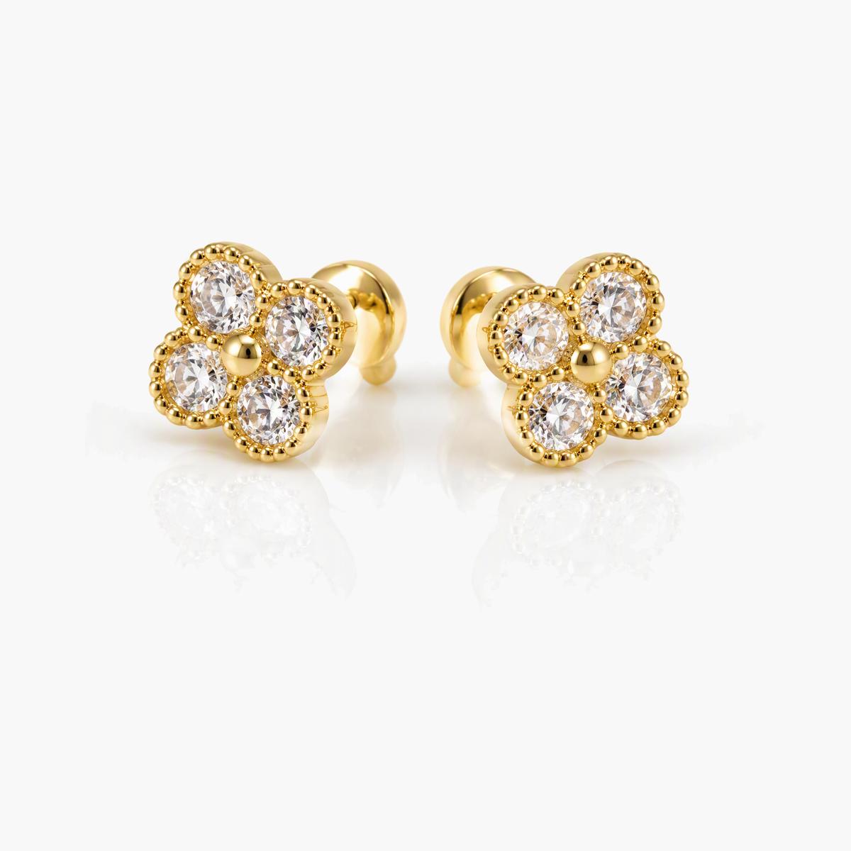 Dainty Four-Leaf Clover Stud Earrings