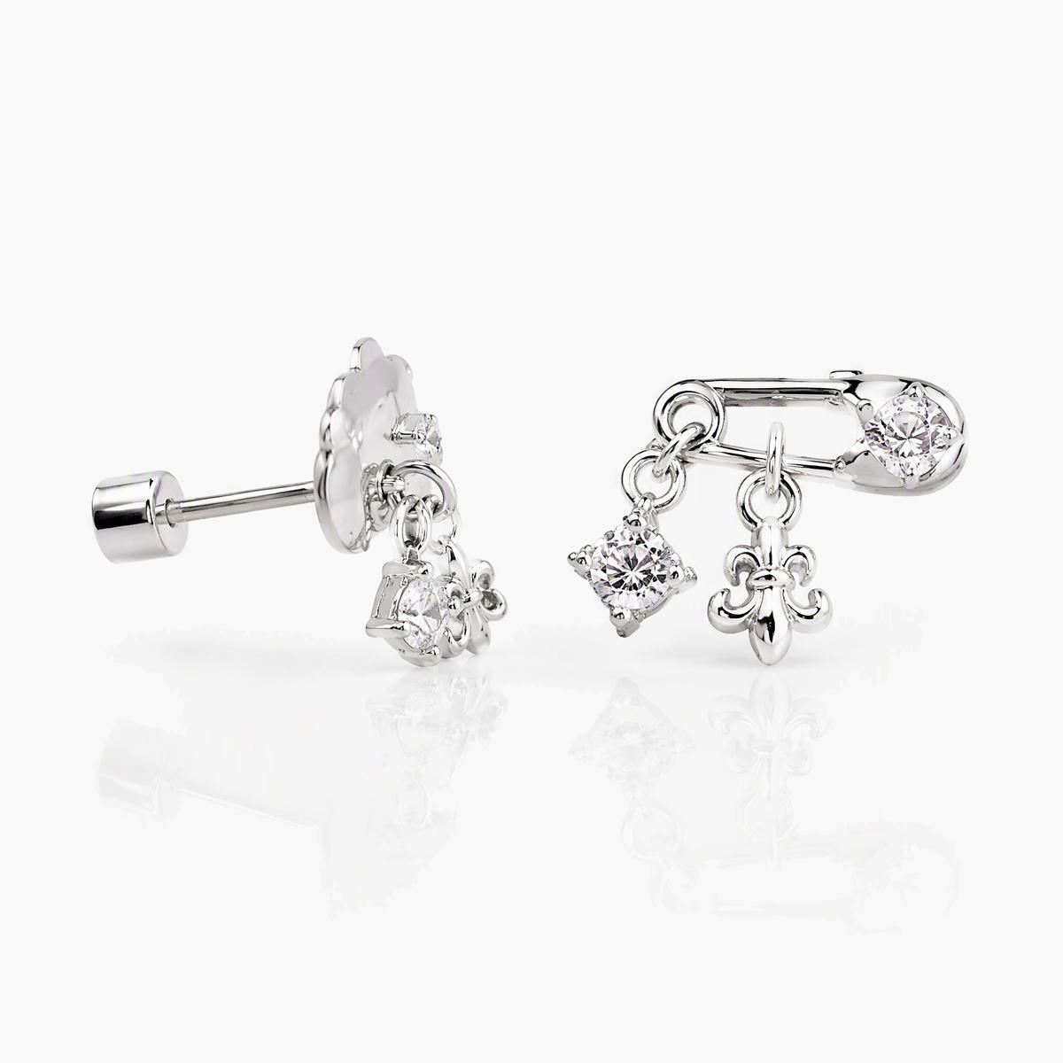 Dainty Safety Pin Charm Earring