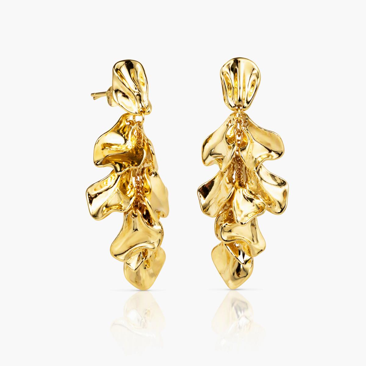 Trendy Layered Leaf Drop Earrings