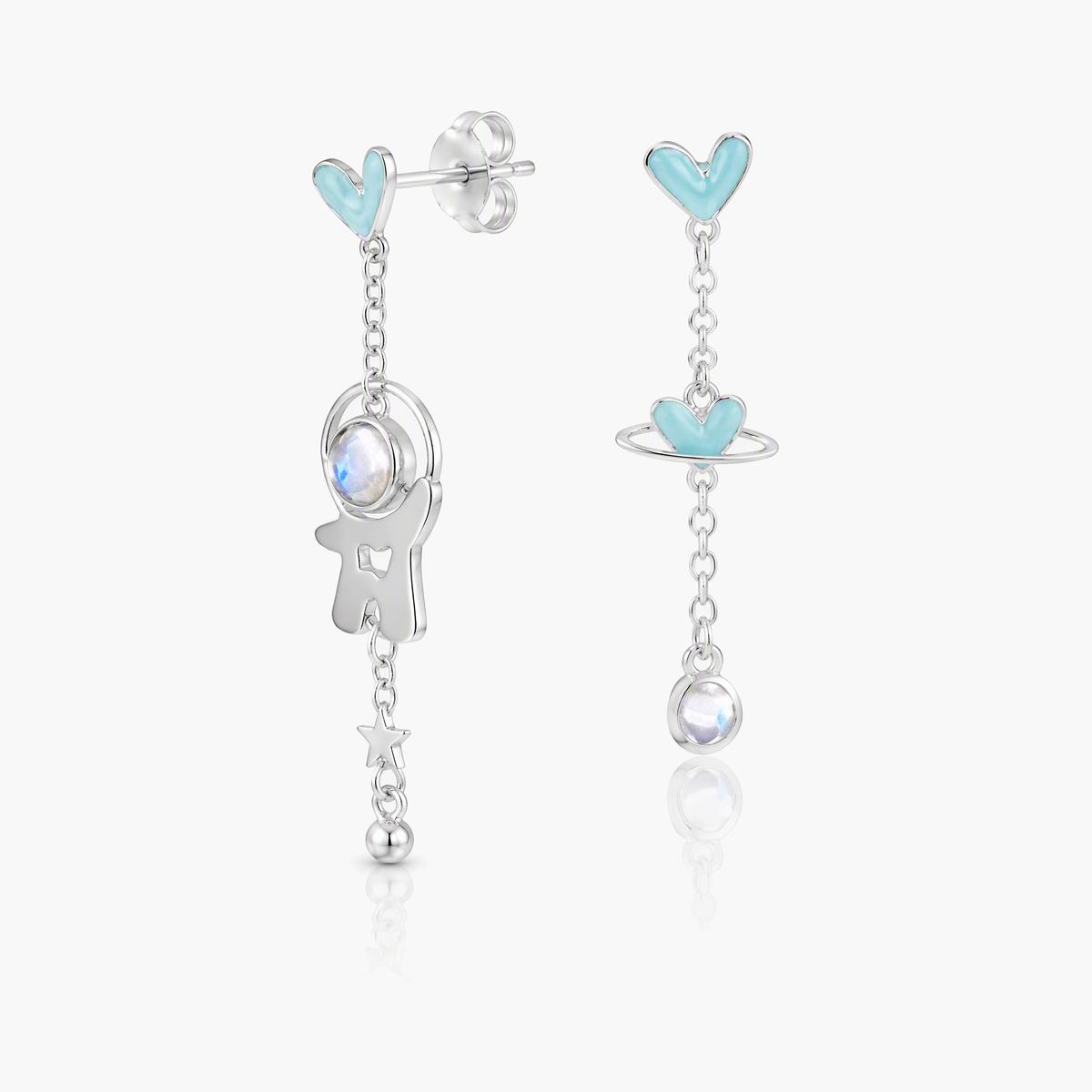 Cute Planet Heart Drop Earrings