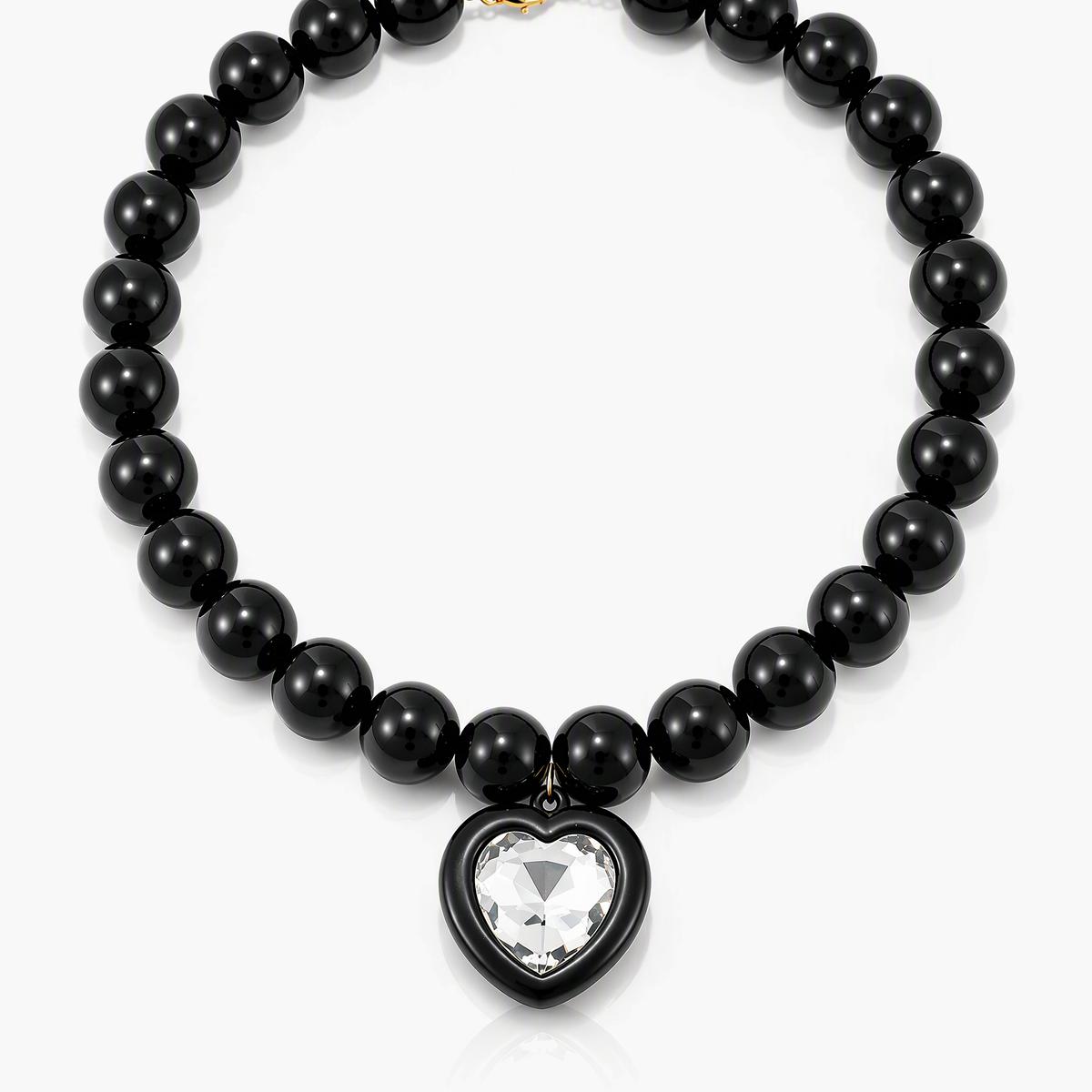 Chunky Heart & Bow Beaded Necklace