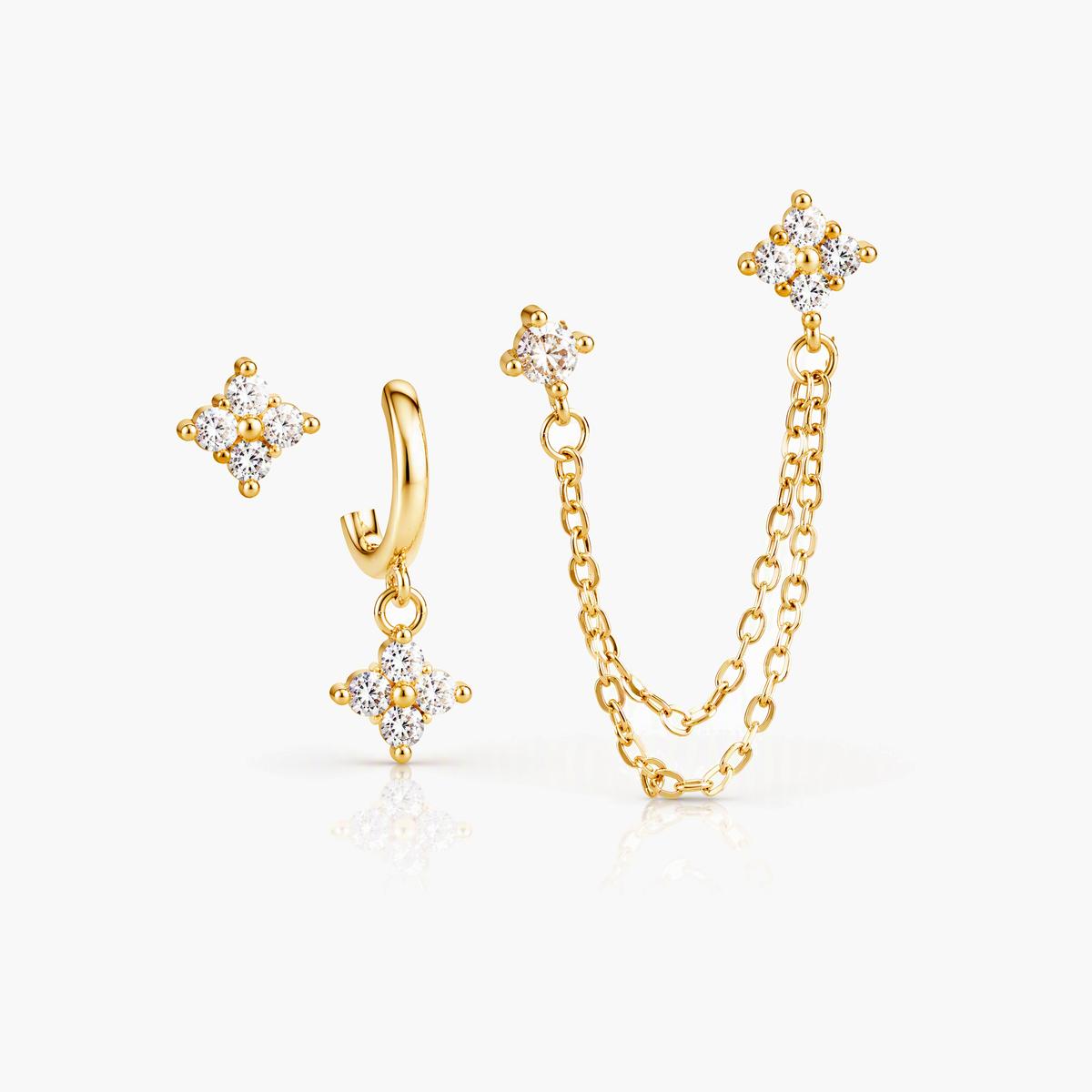 Dainty Flower Chain Earrings