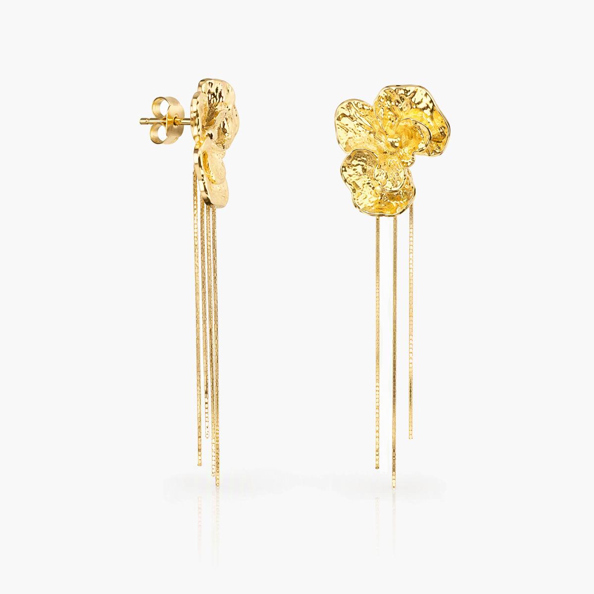 Flower Tassel Drop Earrings