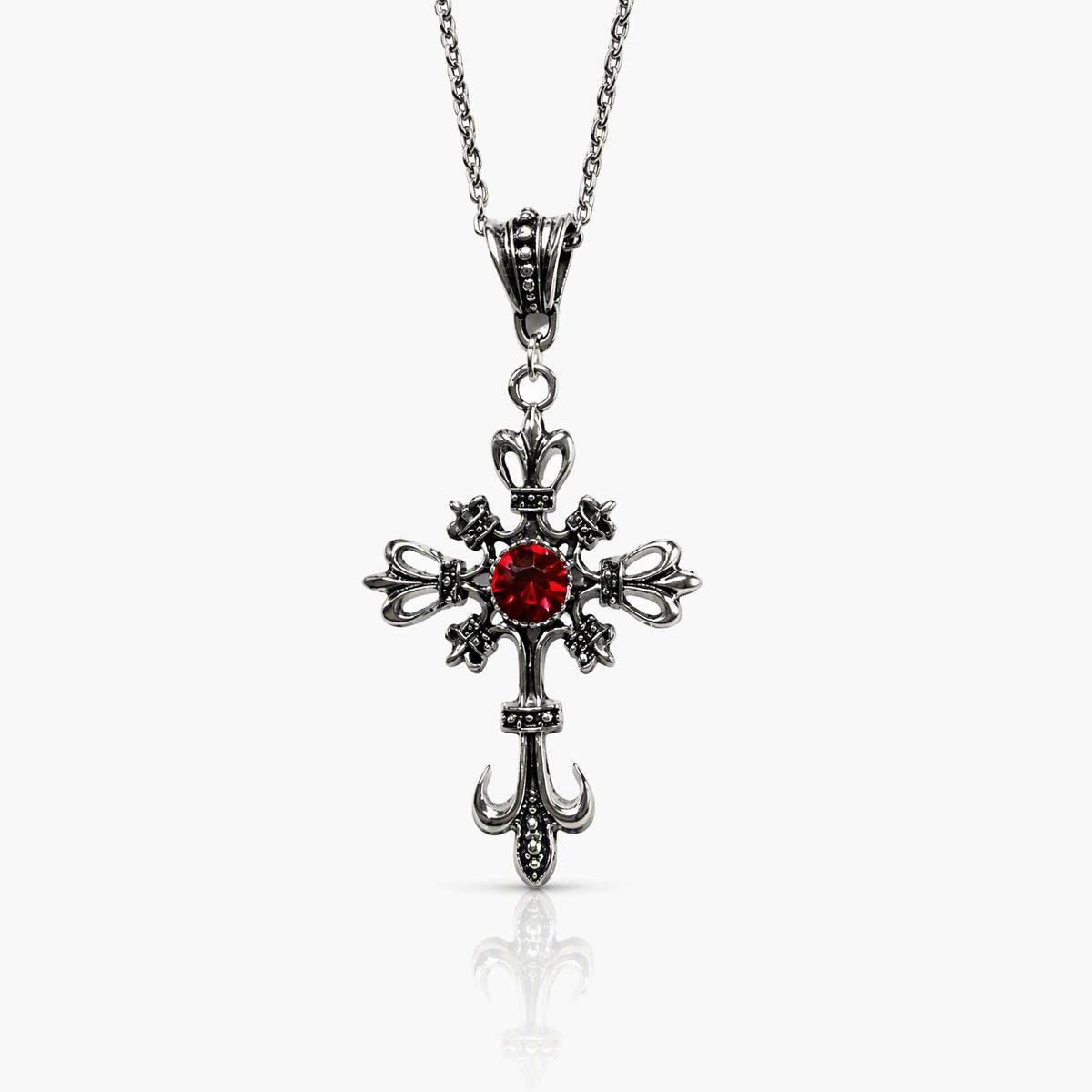 Vintage Fleur-De-Lis Cross Necklace