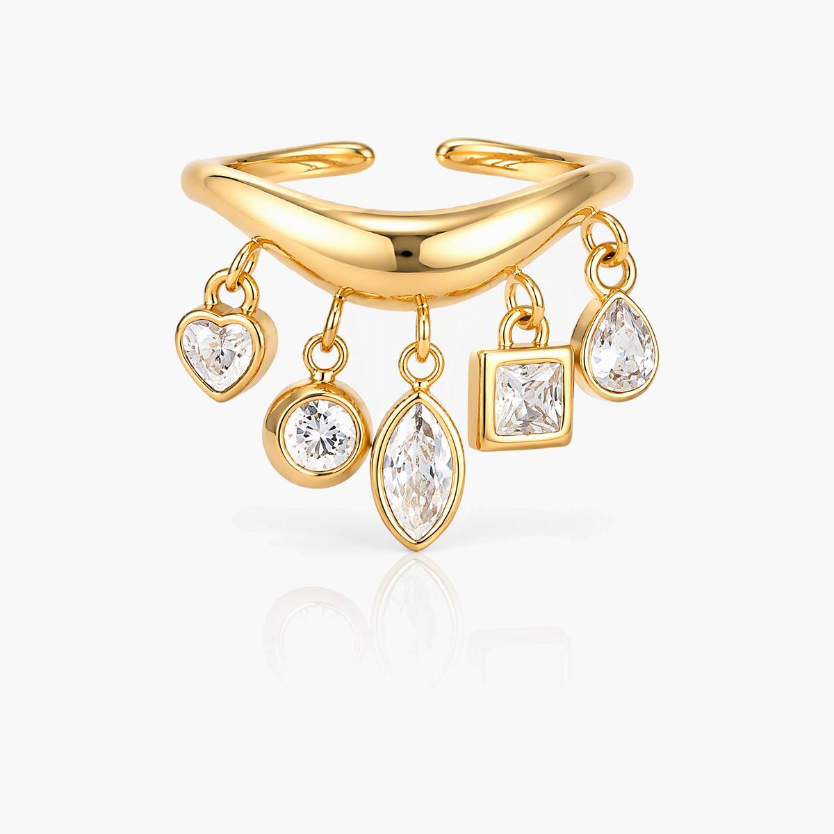 Trendy Multi Charm Open Ring
