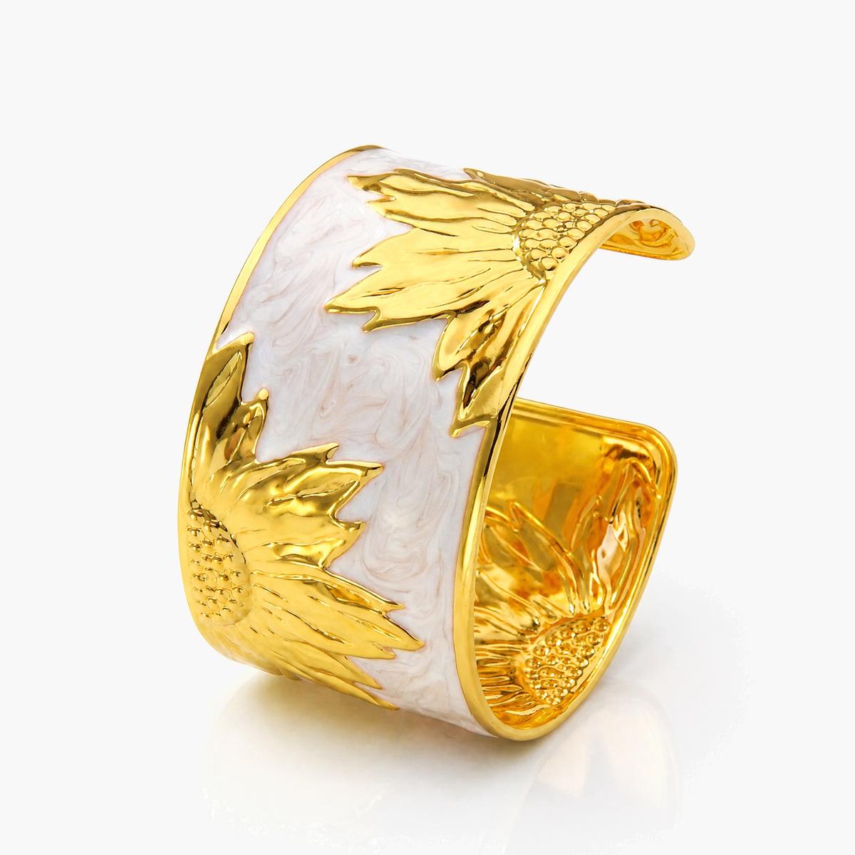 Boho Sunflower Open Cuff Bracelet