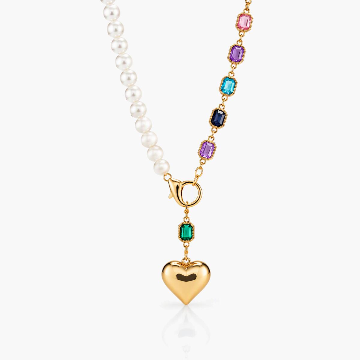 Elegant Pearl Heart Charm Necklace