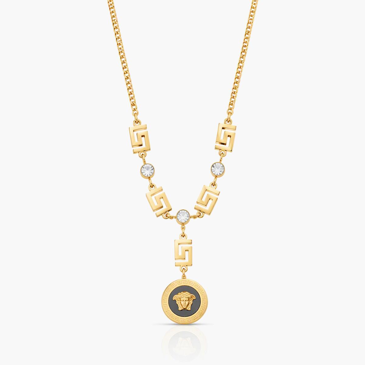Greek Key Medallion Pendant Necklace
