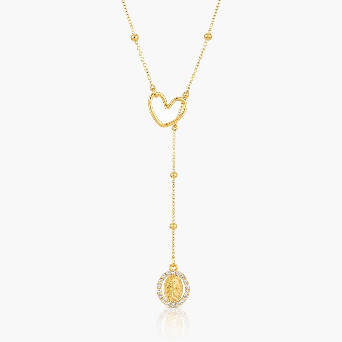 Dainty Heart & Virgin Mary Necklace