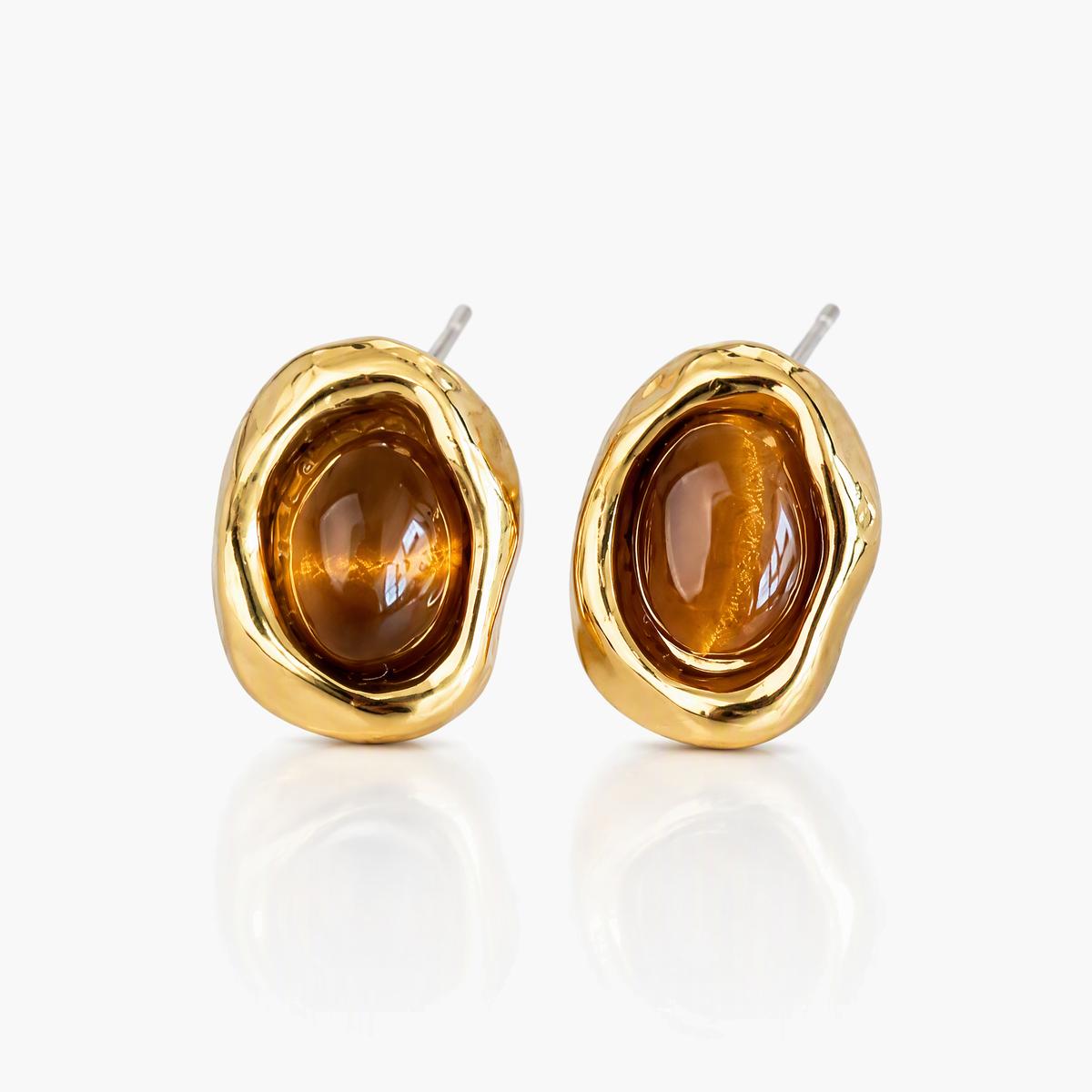 Trendy Amber Stone Earrings
