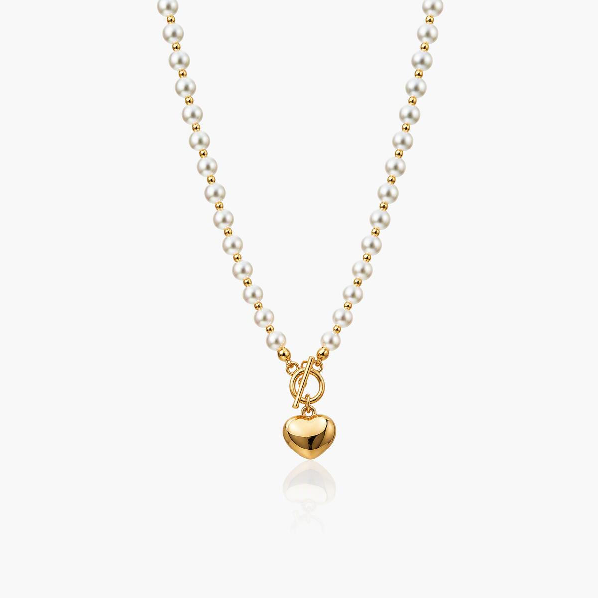 Pearl Heart Charm Necklace