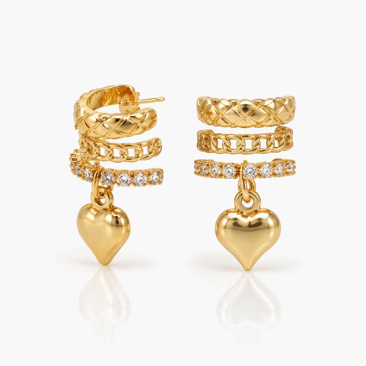 Trendy Heart Charm Huggie Earrings