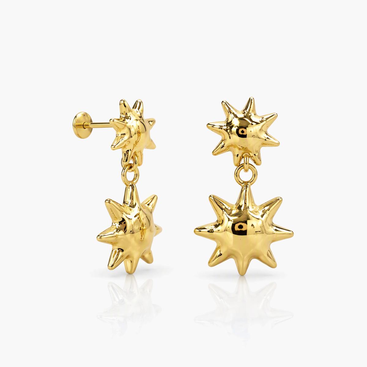 Trendy Double Star Drop Earrings