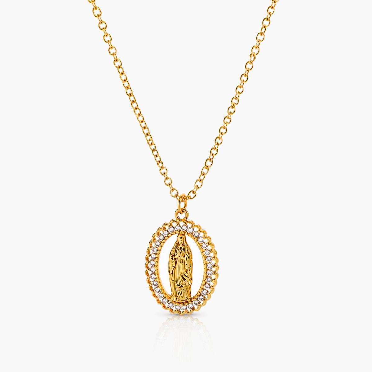 Vintage Virgin Mary Pendant Necklace