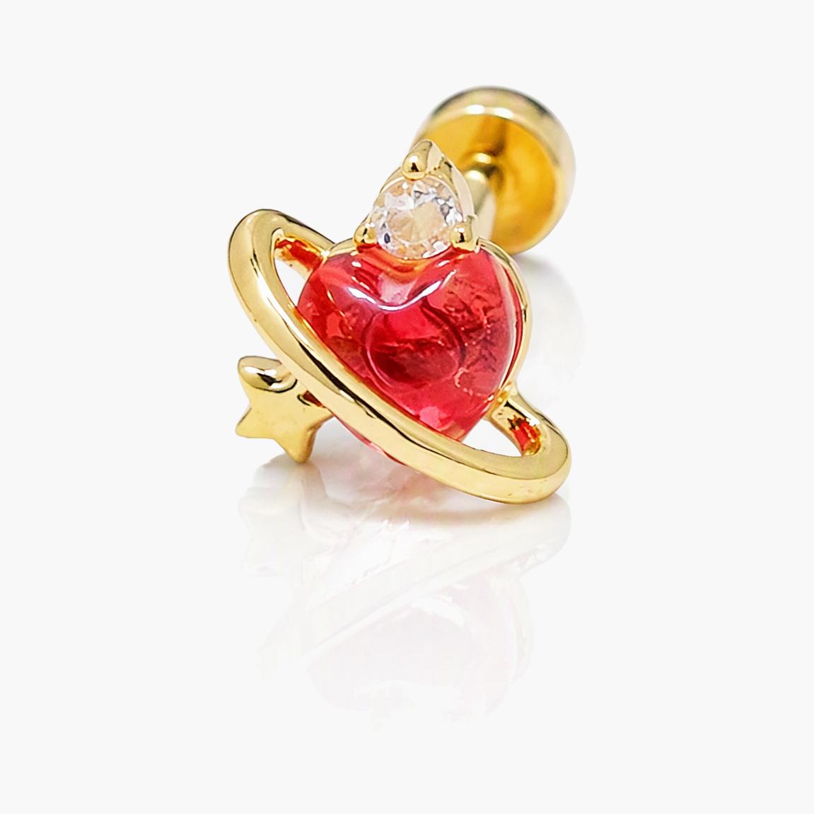 Cute Heart Planet Stud Earrings