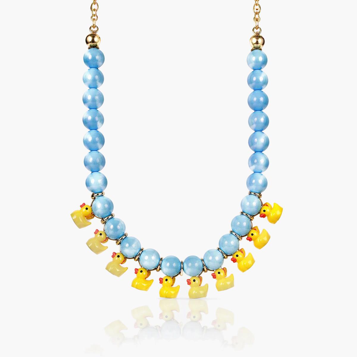 Cute Duck Charm Beaded Necklace