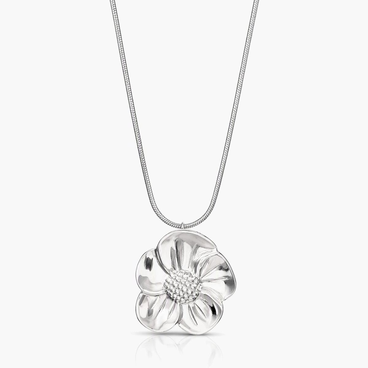 Textured Flower Pendant Necklace