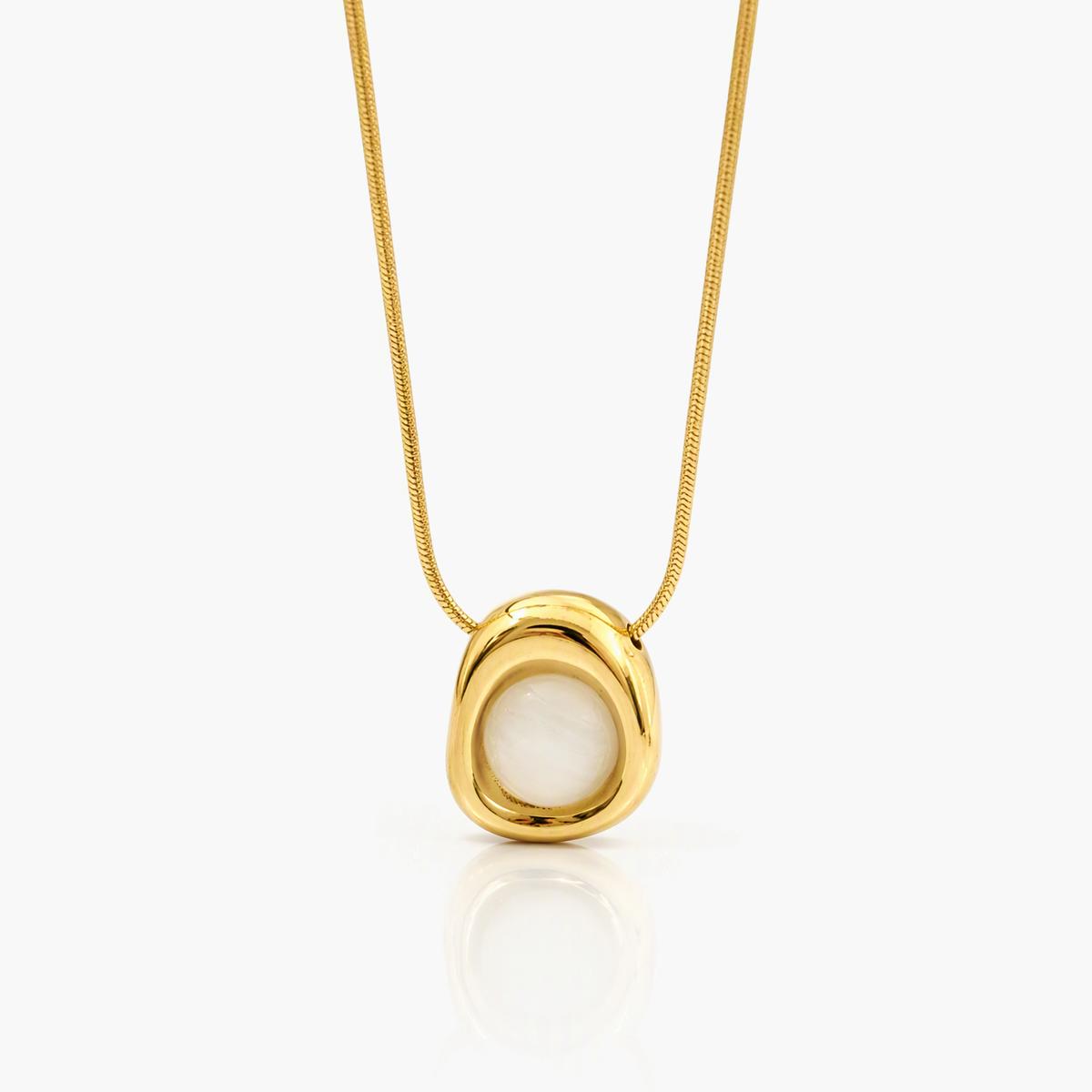 Minimalist Oval Stone Pendant Necklace