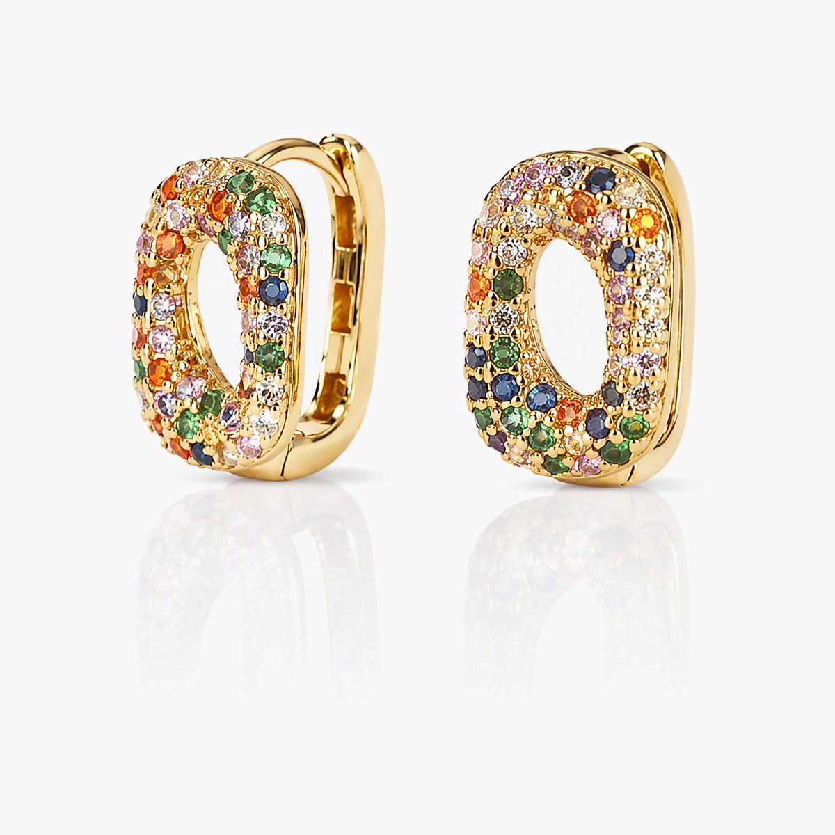 Trendy Paved Oval Hoop Earrings