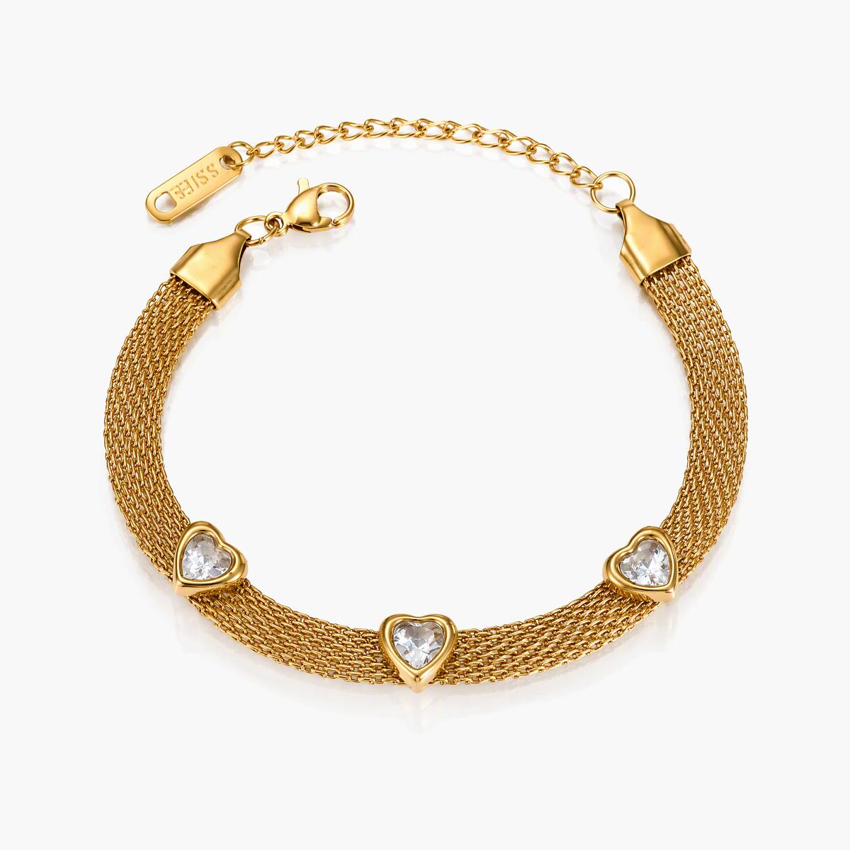 Trendy Heart Charm Woven Bracelet