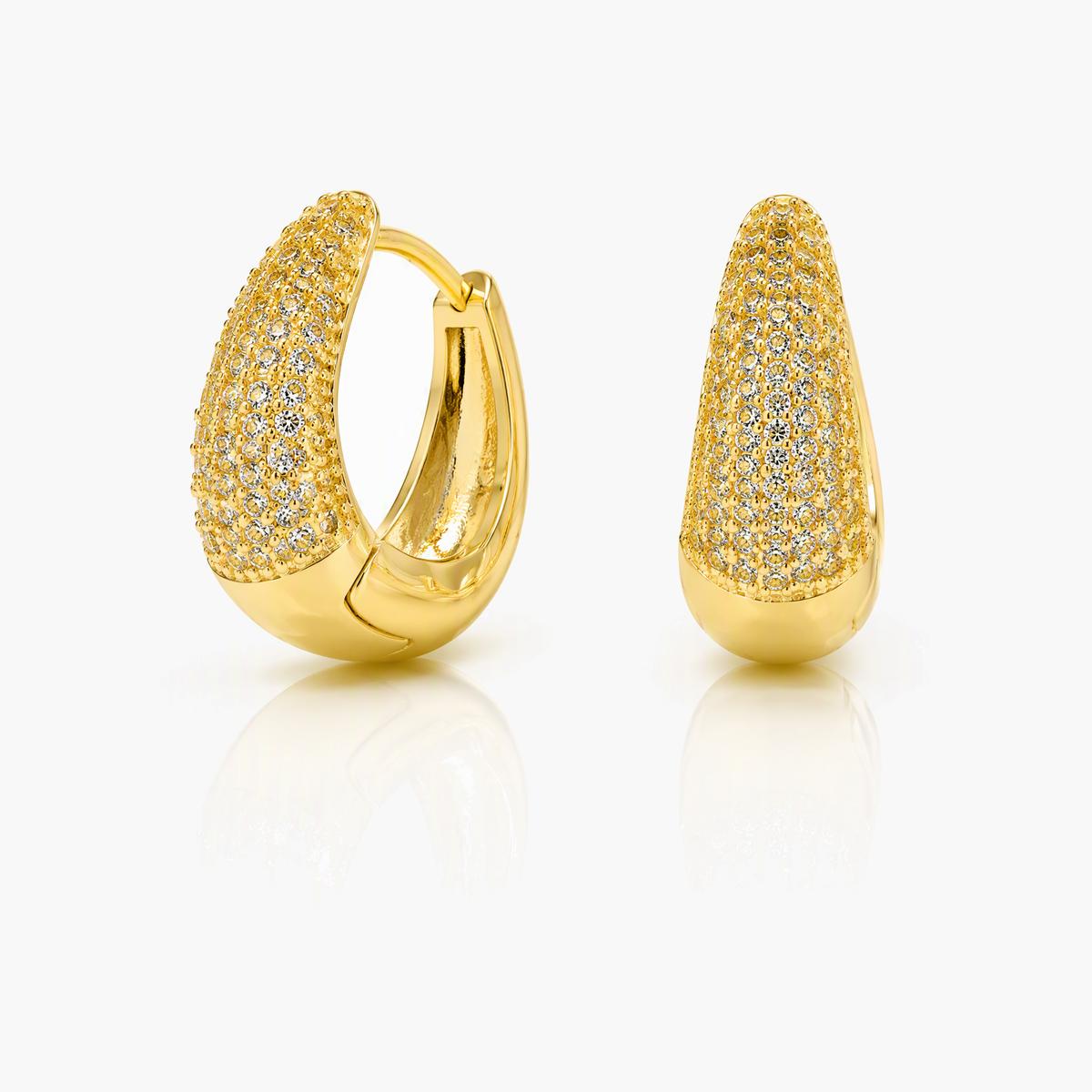 Pave Stone Huggie Earrings