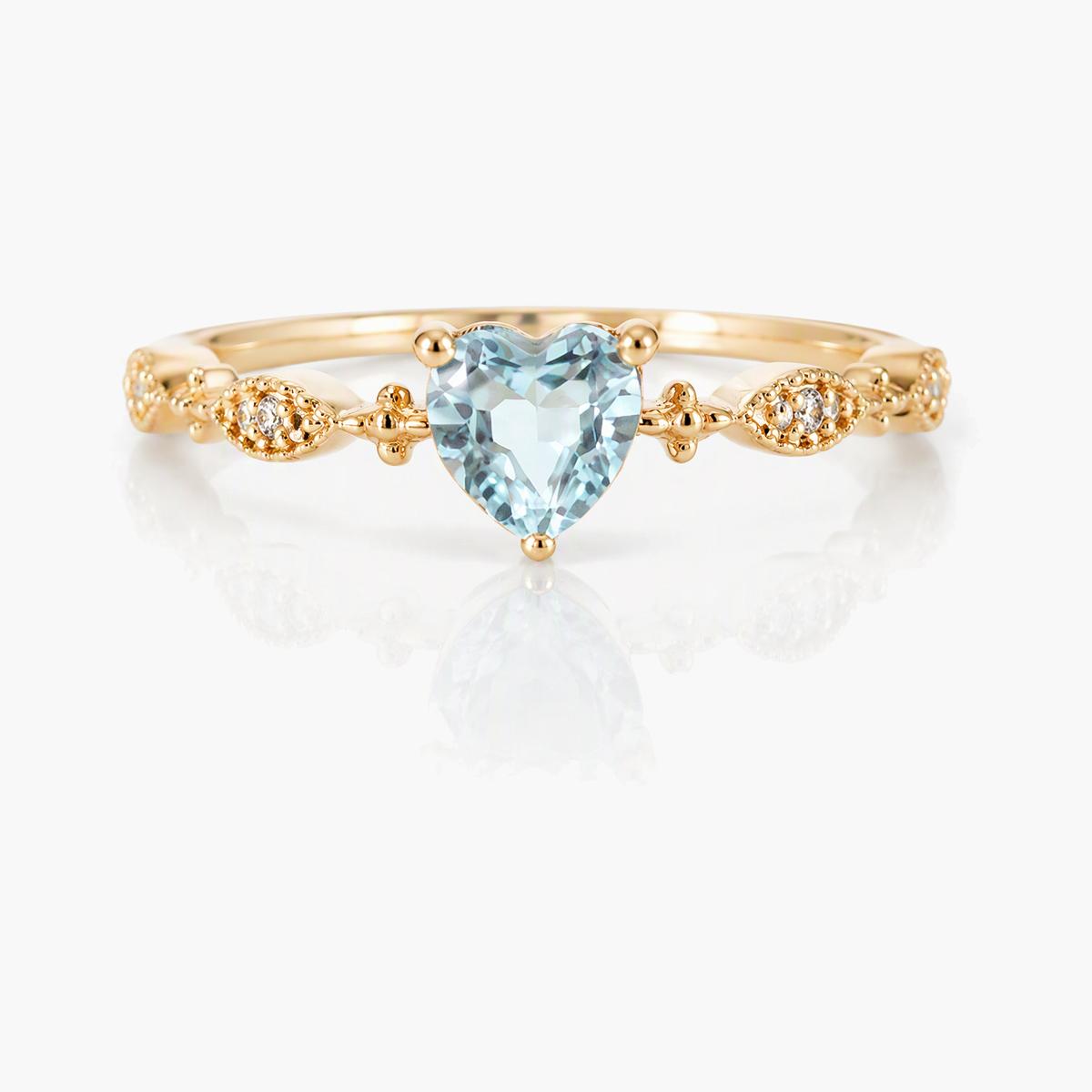 Dainty Heart Stone Ring