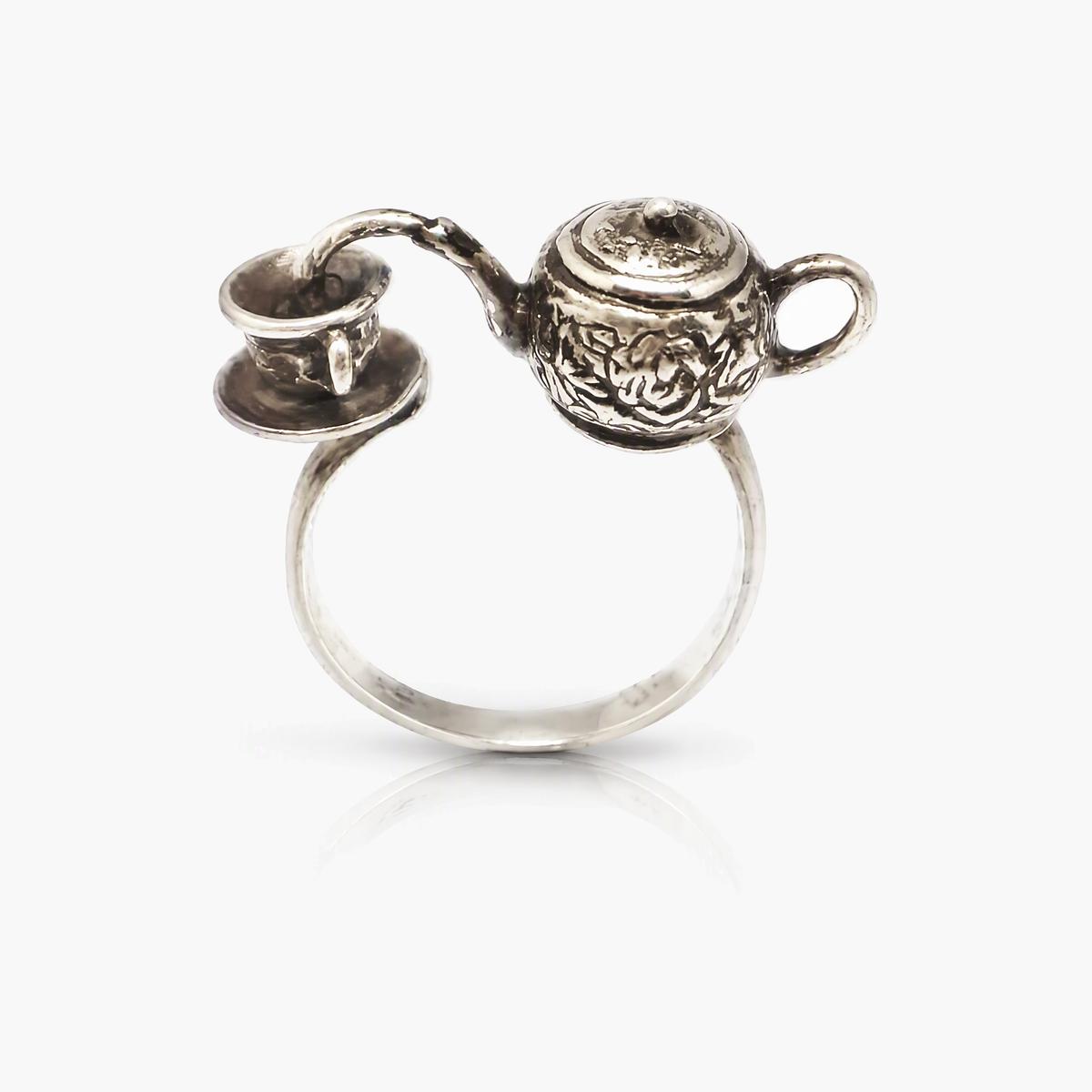 Cute Teapot Charm Ring