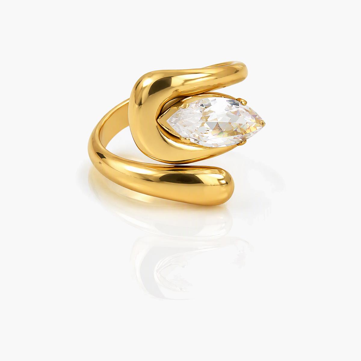Twist Bypass Stone Ring