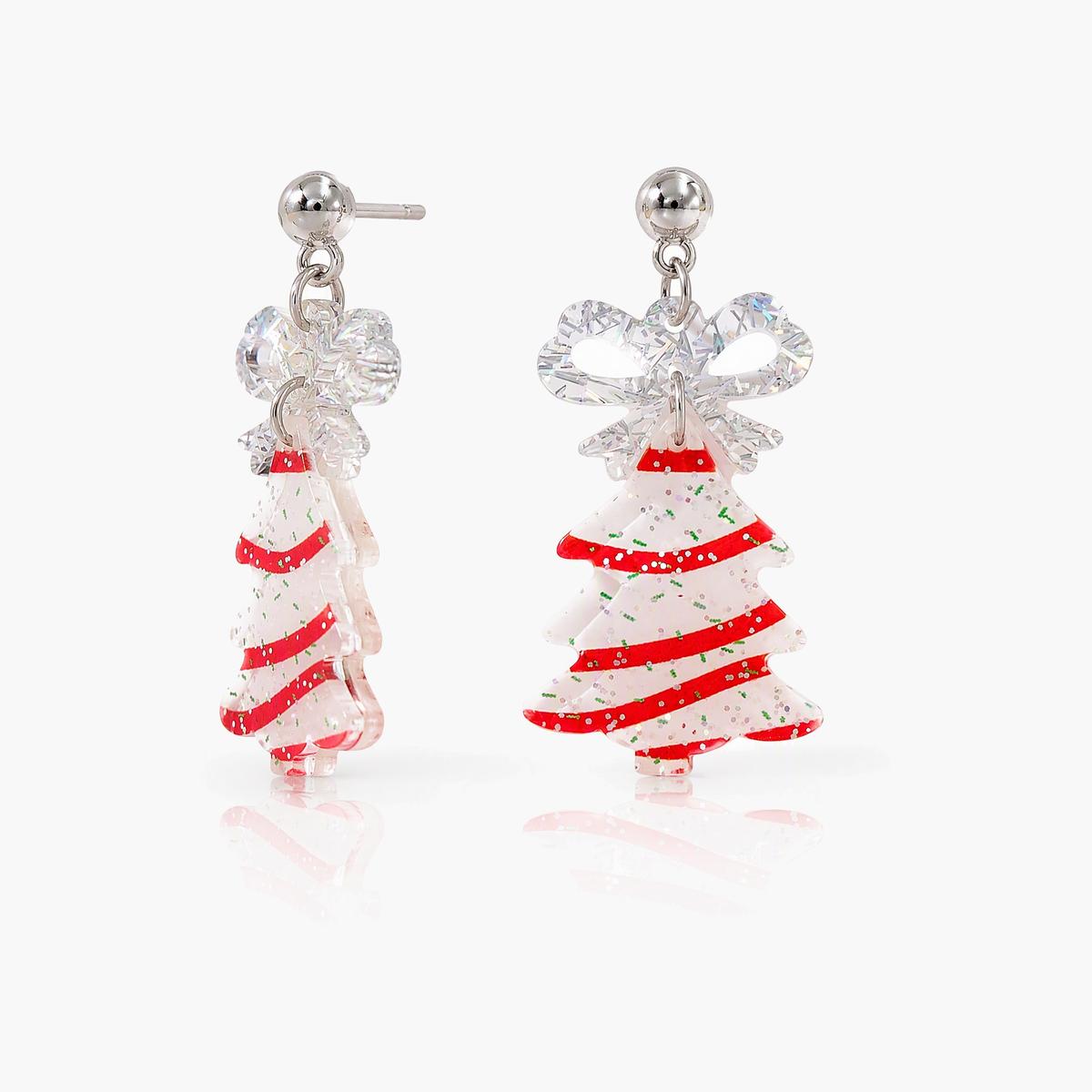 Cute Bow Knot Christmas Tree Drop Earrings