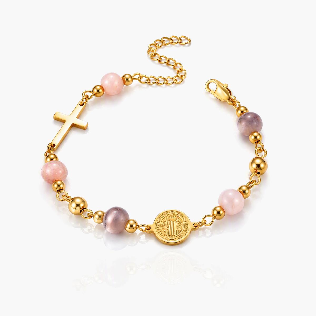 Dainty Cross Coin Charm Bracelet