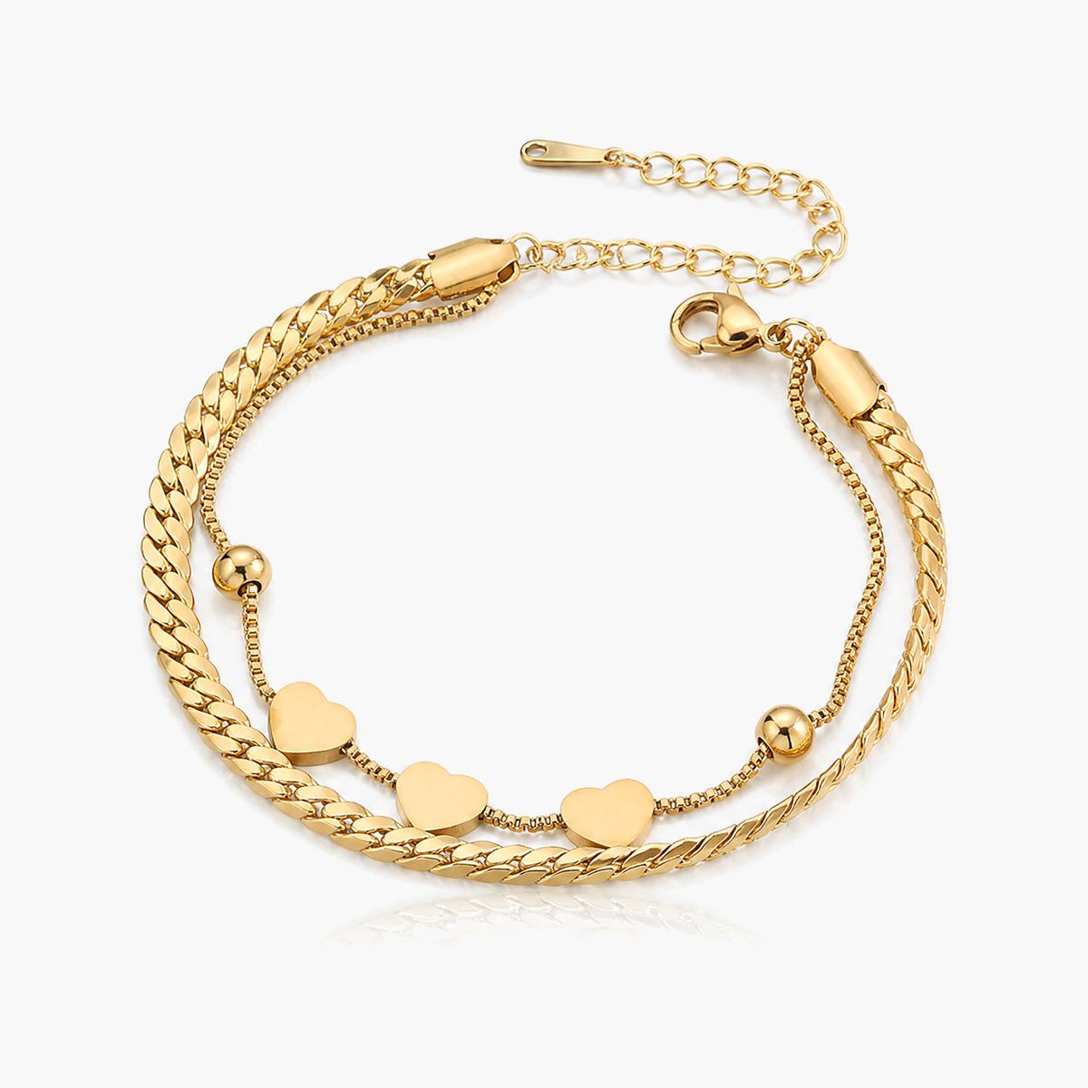 Double Layer Heart Charm Bracelet