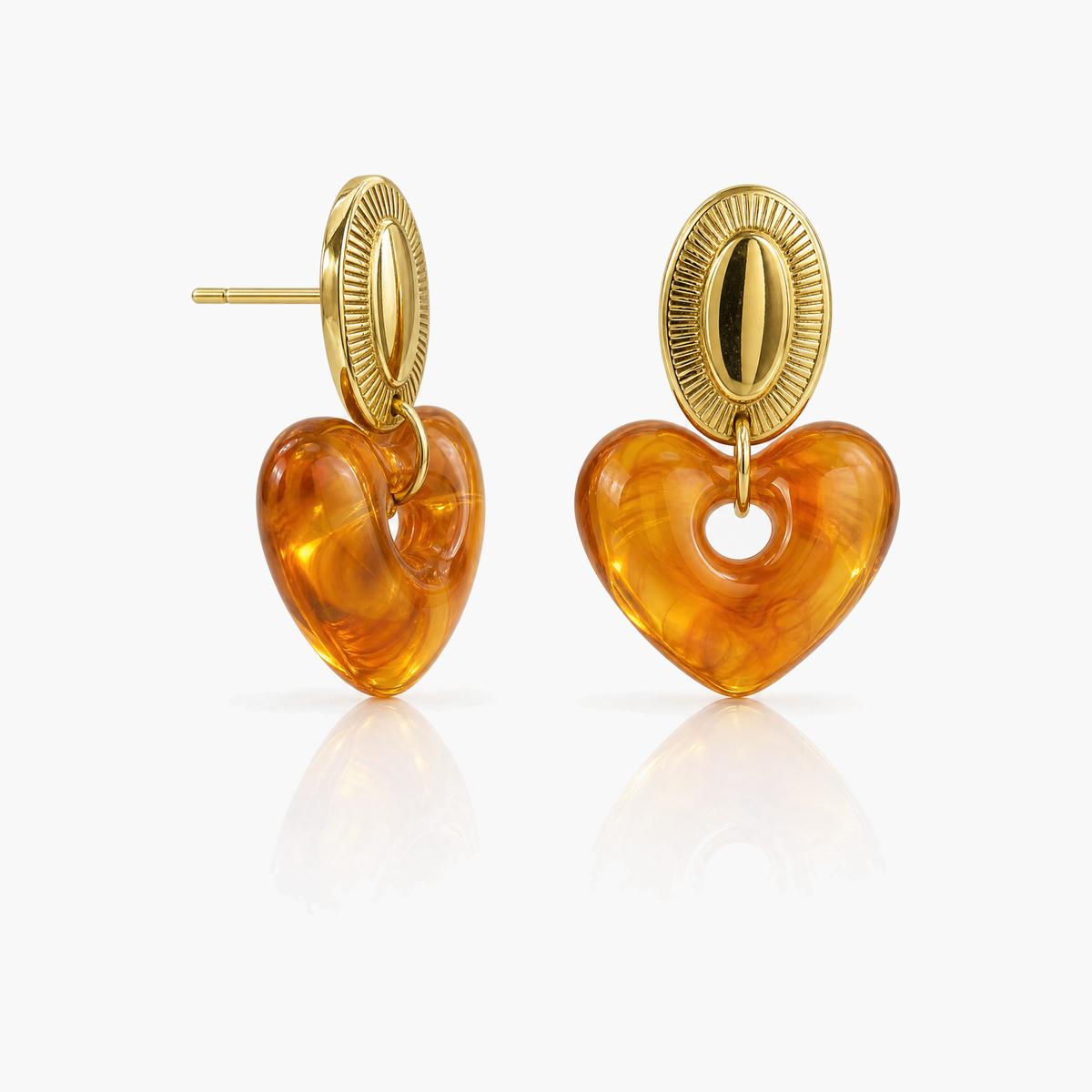Trendy Marbled Heart Drop Earrings